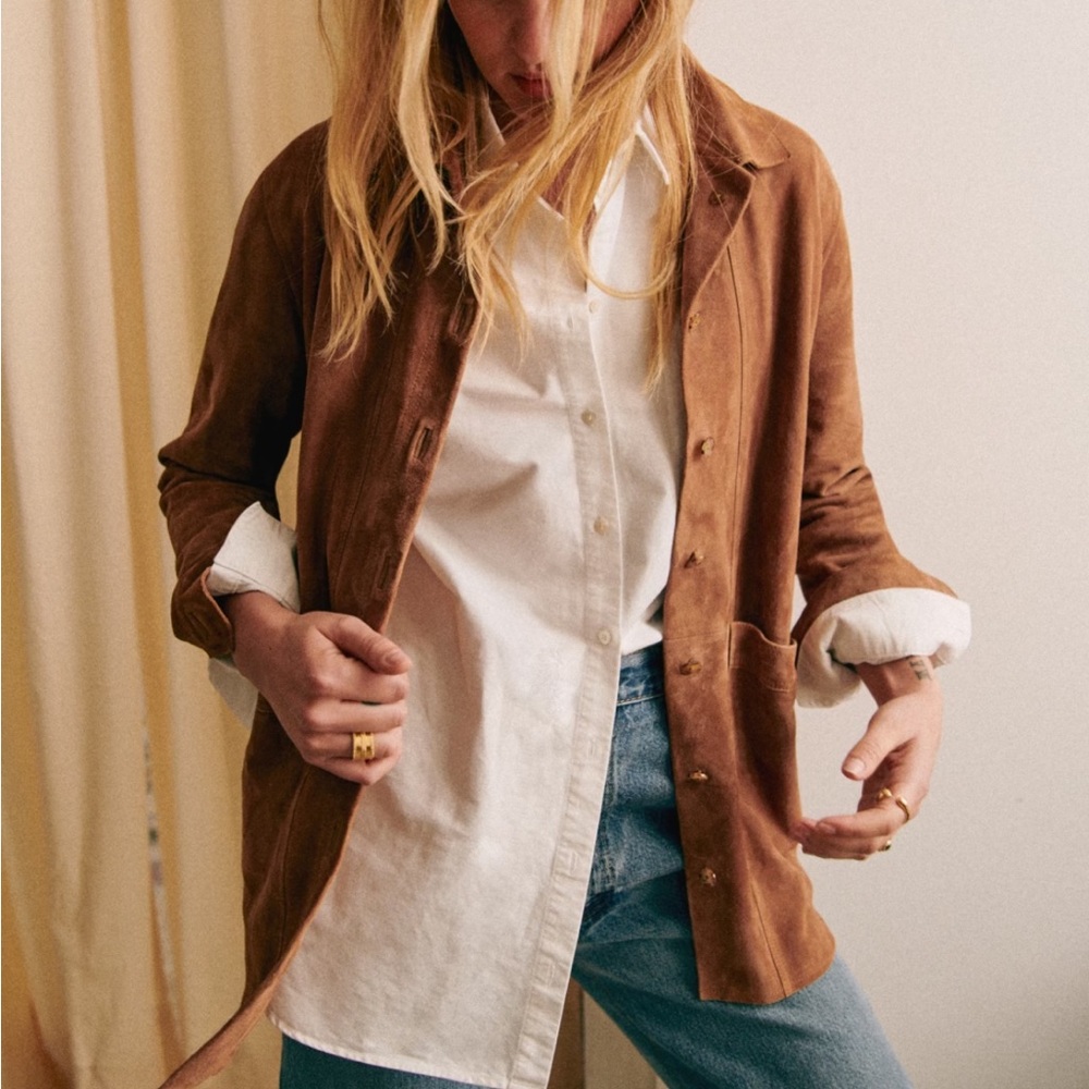 Sezane Will Jacket Medium Camel Suede